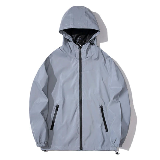 Aurora Reflect Double-Fabric Windbreaker – Hooded Waterproof Jacket for Night Visibility