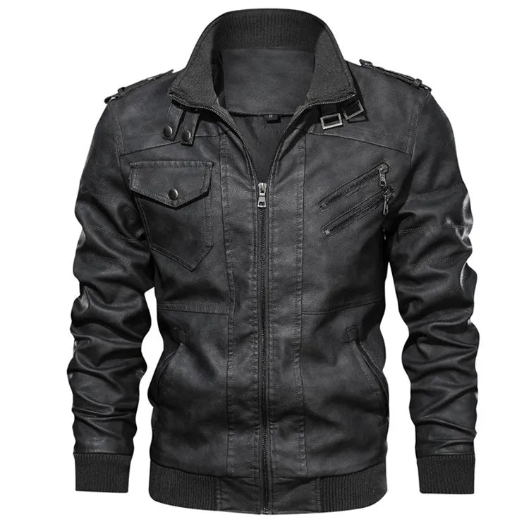 Teton Rider Hooded Moto Jacket – PU Leather Coat for Autumn & Winter