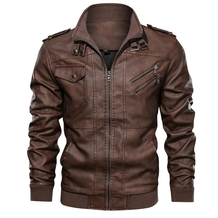 Teton Rider Hooded Moto Jacket – PU Leather Coat for Autumn & Winter