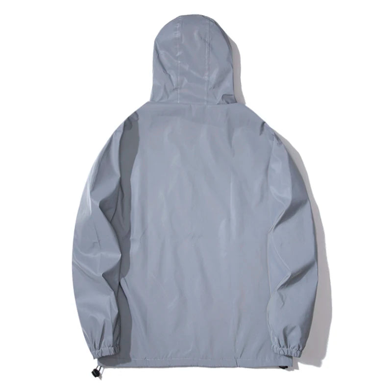 Aurora Reflect Double-Fabric Windbreaker – Hooded Waterproof Jacket for Night Visibility