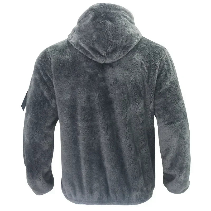 Tundra Frontier Double-Sided Fleece Jacket – Men’s Winter Hooded Casual Outerwear