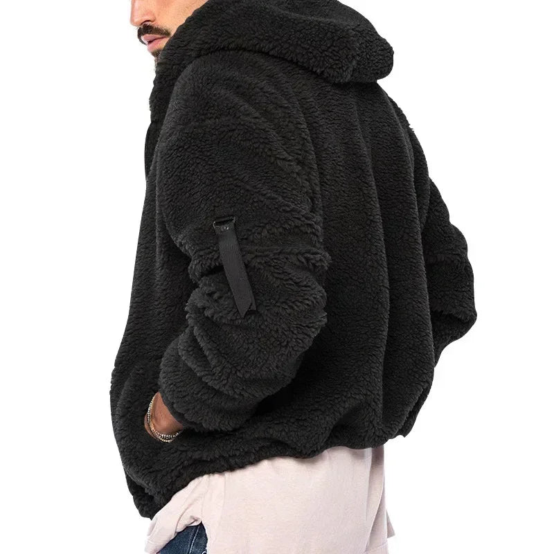 Tundra Frontier Double-Sided Fleece Jacket – Men’s Winter Hooded Casual Outerwear