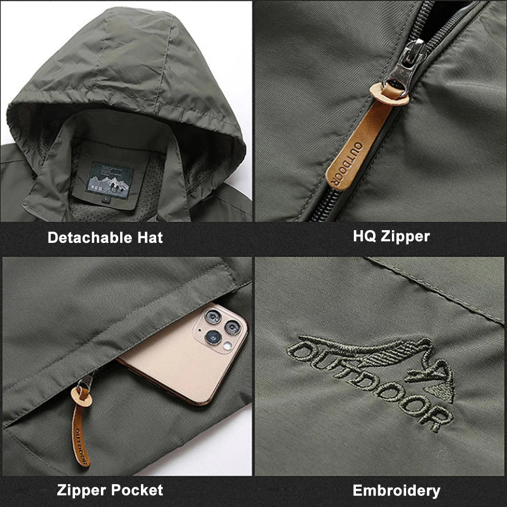 Alpine Guardian Tactical Windbreaker – Waterproof, Hooded, and Built for Adventure