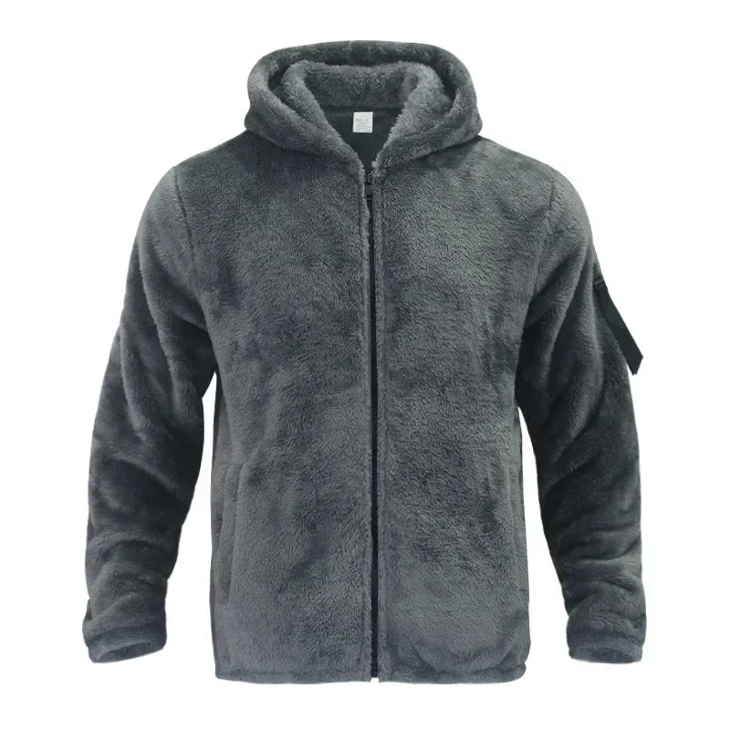 Tundra Frontier Double-Sided Fleece Jacket – Men’s Winter Hooded Casual Outerwear