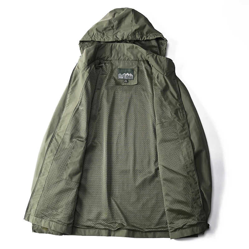 Alpine Guardian Tactical Windbreaker – Waterproof, Hooded, and Built for Adventure