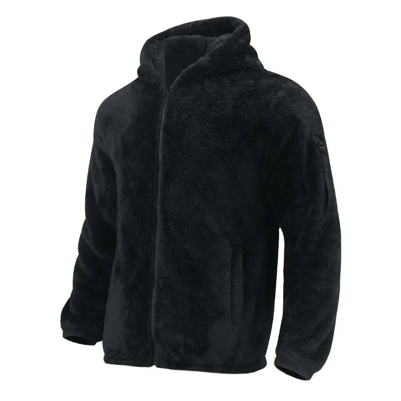 Tundra Frontier Double-Sided Fleece Jacket – Men’s Winter Hooded Casual Outerwear