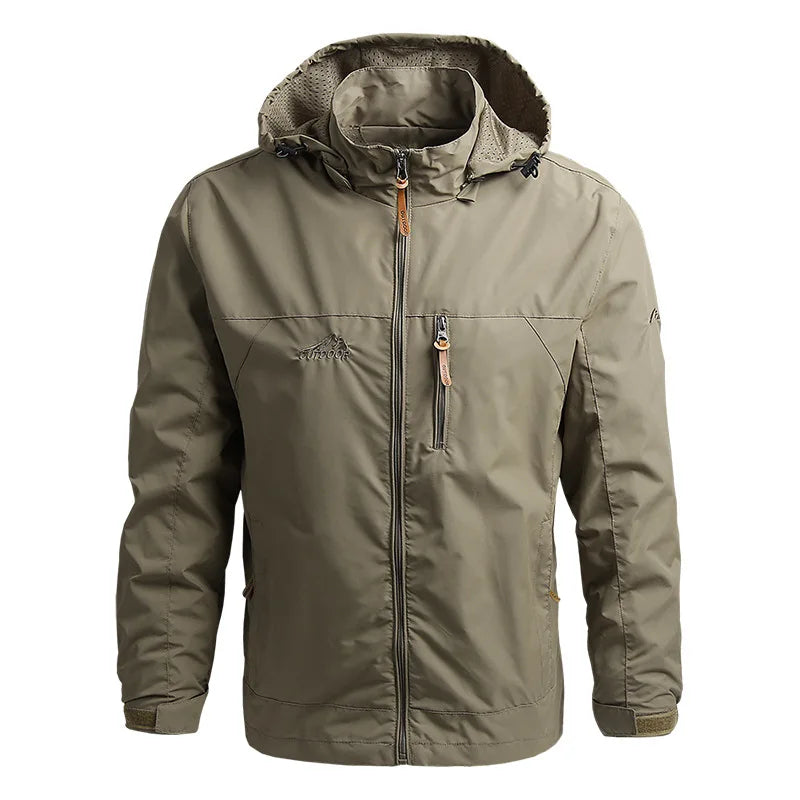 Alpine Guardian Tactical Windbreaker – Waterproof, Hooded, and Built for Adventure