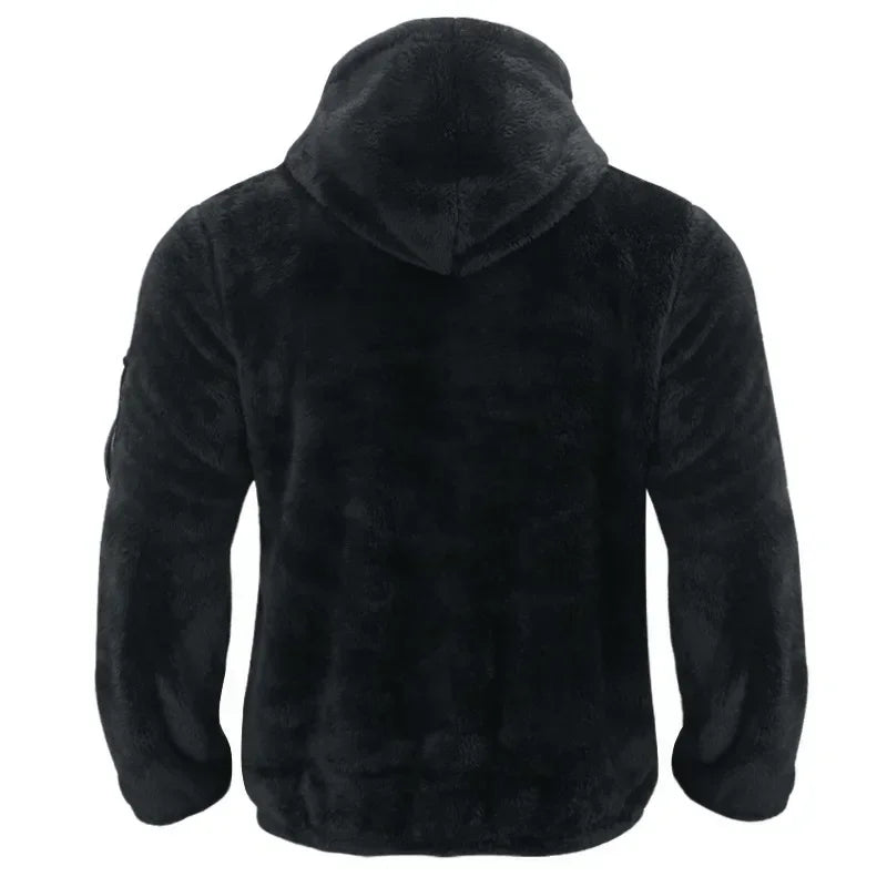 Tundra Frontier Double-Sided Fleece Jacket – Men’s Winter Hooded Casual Outerwear